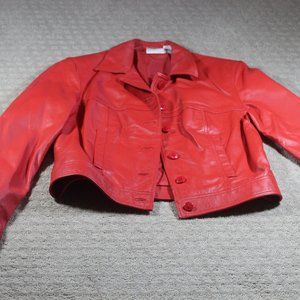 Vintage 80s Newport News Size 8 Orange Leather Jacket - LIKE NEW